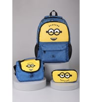 x Dekomus , Lisanslı Minions Banana Mood Collection Büyük Boy Okul,Termoslu Beslenme ve Kalem Çantası Seti