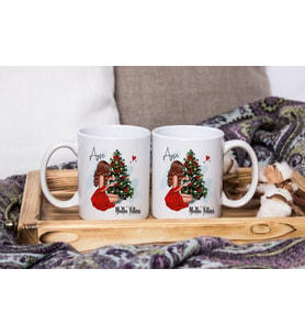 Mutlu Yıllar & Merry Christmas & Yılbaşı Tasarımlı Kişiye Özel İkili Kupa Seti