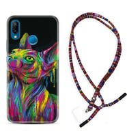 Huawei P20 Lite Mate 10 20 Lite Pro P40 Lite KılıfBoyun Asklı Rasta Silikon Color Cat 1754
