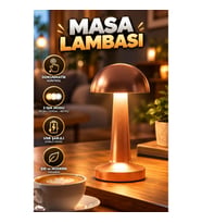 Bronz LED Masa Lambası – 3 Işık Modlu Dokunmatik ve USB Şarjlı
