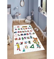 Dijital Baskılı Kaymaz Taban Yıkanabilir Kolay Temizlenir Modern Çocuk Odası Halısı NDÇ-HT-281 (Çok Renkli)
