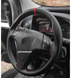 Fiat Punto Uyumlu Dikmeli Direksiyon Kılıfı Soft Kırmızı Yüzüklü