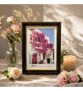 Altın Detaylı Ahşap Görünümlü Fotoğraf Çerçevesi 15x21