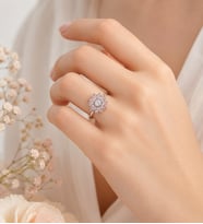 925 Ayar Gümüş Ayarlanabilir Pembe Lotus Çiçeği Kadın Yüzük