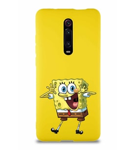 Xiaomi Redmi K20 Pro Soft Premier Kapak Sünger Bob Tasarımlı Silikon Kılıf - Sarı (Şeffaf)
