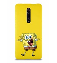 Xiaomi Redmi K20 Pro Soft Premier Kapak Sünger Bob Tasarımlı Silikon Kılıf - Sarı (Şeffaf)