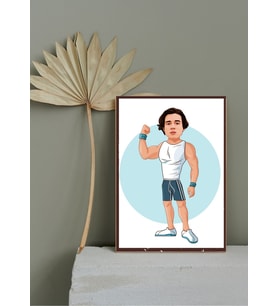 Çılgıntrend Kişiye Özel Sporcu Karikatürlü Dekoratif Retro Ahşap Tablo 28 x 20 cm