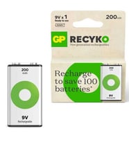 GP Recyko 9 V 200 mAh Şarjlı Pil (Beyaz)
