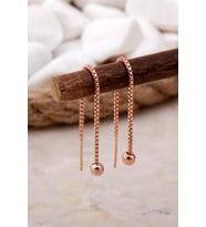4 mm Top Rose Gümüş Zincir Küpe 5289