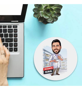 Kişiye Özel Karikatürlü Erkek Eczacı Tasarımlı Mousepad
