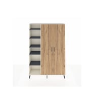 Arges Dolap 7 Raflı 2 Kapaklı Tek Askılı 132x30x195 Aytaşı-Çam/Antrasit