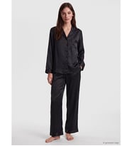 LCW DREAM Siyah Çizgili Kadın Saten Pijama Takım