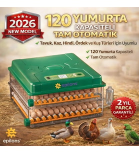 Ep-120 Yumurta Kapasiteli Tam Otomatik Kuluçka Makinesi - Yeni Nesil Harici Suluklu, Dijital Nem Ve