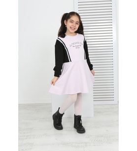 Toontoy Kız Çocuk Garni Detaylı Baskılı Elbise (Pembe)