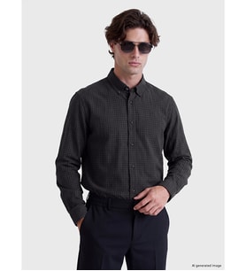 LCW Vision Antrasit Regular Fit Ekose Erkek Gömlek