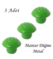 3 Adet Yeşil Noktalı Mantar Düğme Kulp Çocuk Bebek Mobilya Çekmece Dolap Kapak Kulbu Metal Kulp Aksesuarları Vidalı