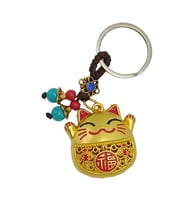Maneki Neko Pirinç Anahtarlık Sevimli Şişman Feng Shui Şans NOPRNC03 (Çok Renkli)
