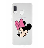 Samsung Galaxy A20e   Kapak Minnie Mouse Tasarımlı Şeffaf Silikon Kılıf