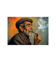 Yaşlı Adam Temalı Poster (Siyah-Gri)