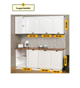 200 CM %100 MDF Greena White Köşe Modülü