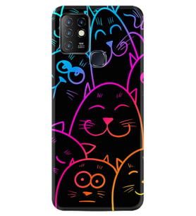 INFINIX Hot 8 9 10 11S Hot 10 Play 10T Kılıf Desemli Silikon Neon Cats 1790
