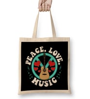 Peace Love Music Awesome Hippie Pacifist Festival Bez Çanta Uzun Saplı