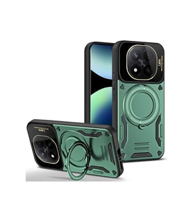 Redmi Note 14 Pro Plus Kılıf Joy Lens Standlı Kapak - Koyu Yeşil