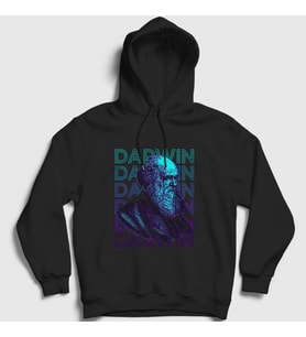 Presmono Unisex Siyah Evolution Evrim Charles Darwin Kapüşonlu Sweatshirt 441887tt