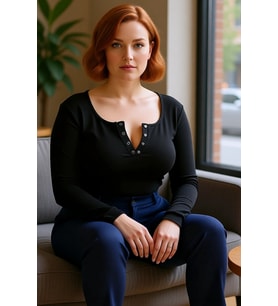 Kadın Havuz Yaka Uzun Kollu Fitted Vücuda Oturan Örme Crop Bluz Büyük Beden Cool Comfort