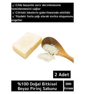 Özel Üretim %100 Doğal Proteinli Cildi Besleyici Tüm Vücut İçin Uygun Beyaz Pirinç Sabunu 2 Adet