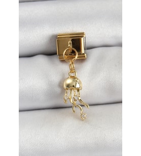 316L Çelik Sallantılı Zirkon Taşlı Deniz Anası Model Gold Renk Nomination Charm TJ-BC1427