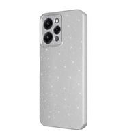 Coverzone Xiaomi Redmi 12 ile uyumlu Z-Jelly Kılıf Kamera Korumalı Simli Işılıtılı Renkli Parlak Silikon Kapak-Silver