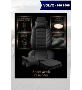volvo s60 2008 Koltuk ve Kılıf uyumlu Minder Yastık Siyah Lüks 2 Minder 2 Yastık
