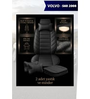 volvo s60 2008 Koltuk ve Kılıf uyumlu Minder Yastık Siyah Lüks 2 Minder 2 Yastık