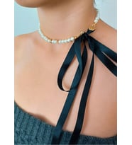Kadın inci choker, Kurdeleli choker,  Gül choker kolye