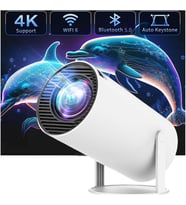 Rose Projektör, WiFi 6 ve BT 5.0 özellikli Taşınabilir Projektör, 40"-130" Ekran (Siyah - Beyaz)