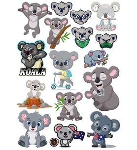 Koala Sticker Set-1 17 Parça Telefon, Tablet, Defter, Laptop Sticker