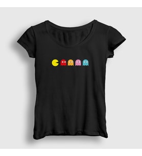 Presmono Kadın Siyah Pac Man Pacman T-Shirt 312439tt