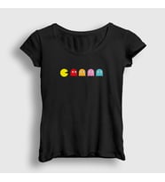 Presmono Kadın Siyah Pac Man Pacman T-Shirt 312439tt