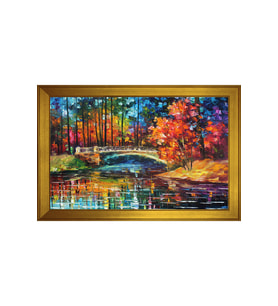 Manzara Temalı Kanvas Tablo 80 x 110 cm Gold Çerçeve