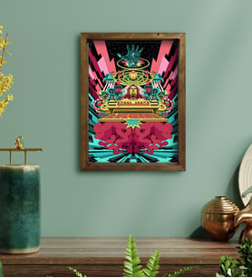 BK Gift Modern Soyut Tasarımlı Doğal Masif Ahşap Çerçeveli Tablo 30x40cm-2