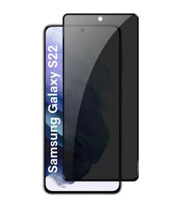 Samsung Galaxy S22 Uyumlu Tam Kaplayan Hayalet Cam Siyah Karartma Ekran Koruyucu Cam Anti-Static