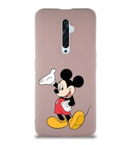 Oppo Reno 2Z Soft Premier Kapak Mickey Mouse-C Tasarımlı Silikon Kılıf - Pudra (Şeffaf)