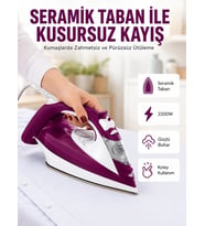 Buharlı Kablolu Ütü 2200 Watt Kireçlenme Önleyici Şok Buharlı Yeni Nesil