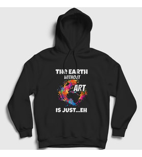 Presmono Unisex Siyah The Earth Without Art Kapüşonlu Sweatshirt 413931tt