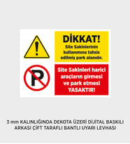 SİTE SAKİNLERİ PARK LEVHASI 25X37 CM