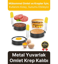 Premium Metal Yanmaz Yapışmaz Sunum Görsel Yumurta Krep Gözleme Şekillendirici Yuvarlak Omlet Kalıbı