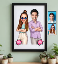 Kişiye Özel Karikatürlü Mühemmel Kardeşler Siyah Çerçeve Doğum Günü Hediyesi