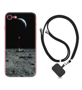 Apple iPhone 5 6 7 8 Plus Se XR Kılıf Boyun Askılı Silikon Astronoot Red Baloon 1608