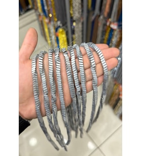 Hematit Taşı Dalgalı Rondela Kesim Mat Açık Gri 6x3mm Doğal Taş Dizi